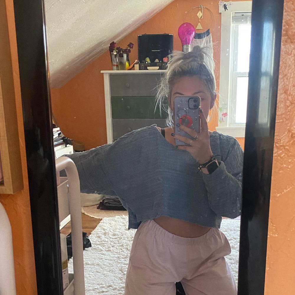 Free People Patterned Cropped Sweater